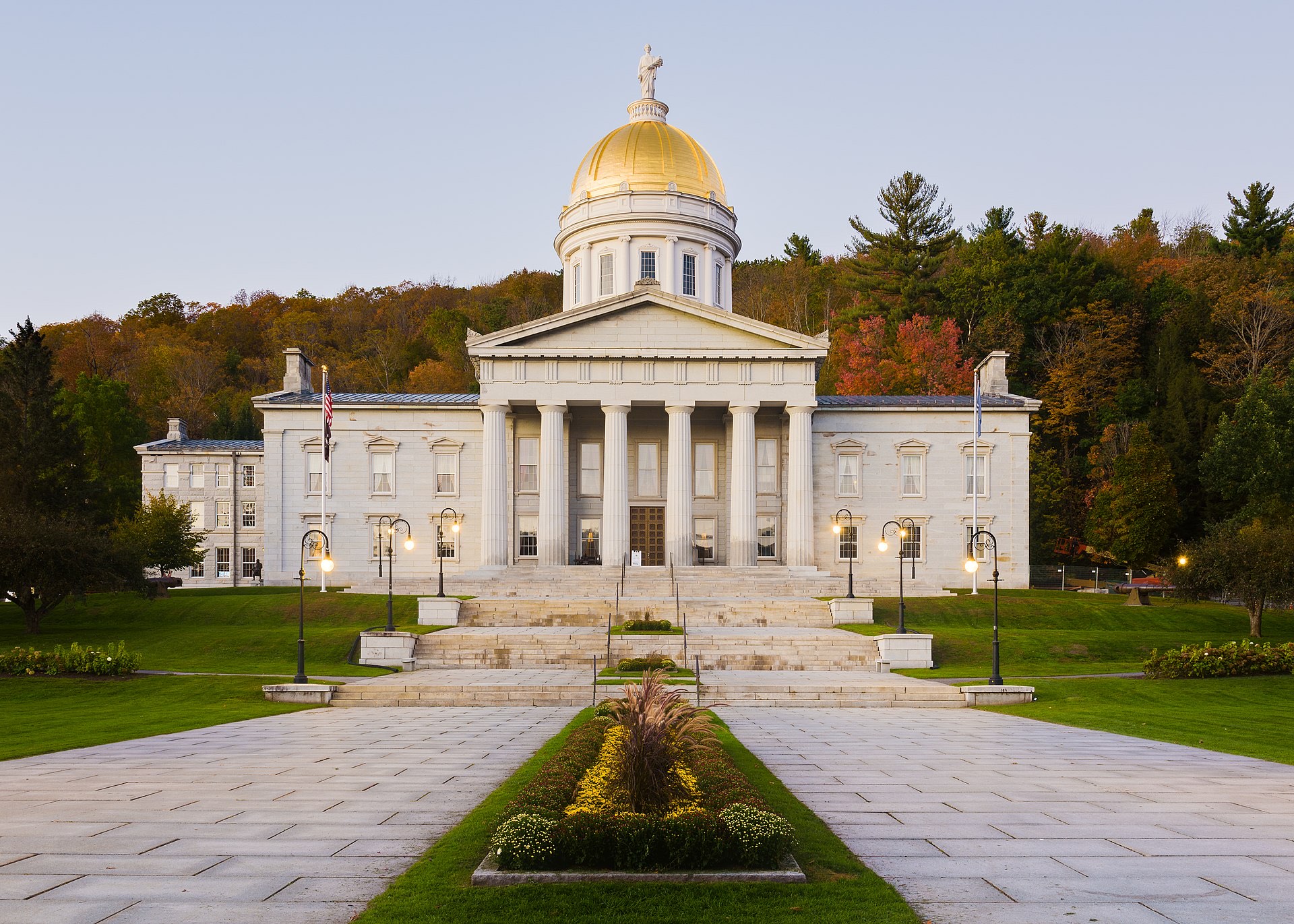 The gold-domed Vermont State House in Montpelier