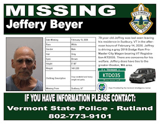 Vermont State Police seek help locating missing person in Sudbury, police say