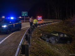 Lincoln Continental down an embankment after a Berlin Vermont DUI crash on I-89