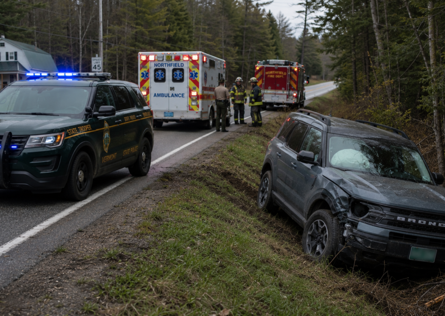 Vermont Route 12 in Northfield where a fatal crash is under investigation