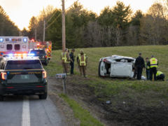 Rolled vehicle after a Derby Route 105 crash