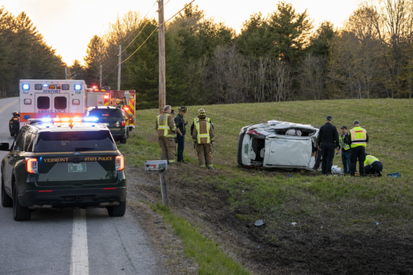 Rolled vehicle after a Derby Route 105 crash
