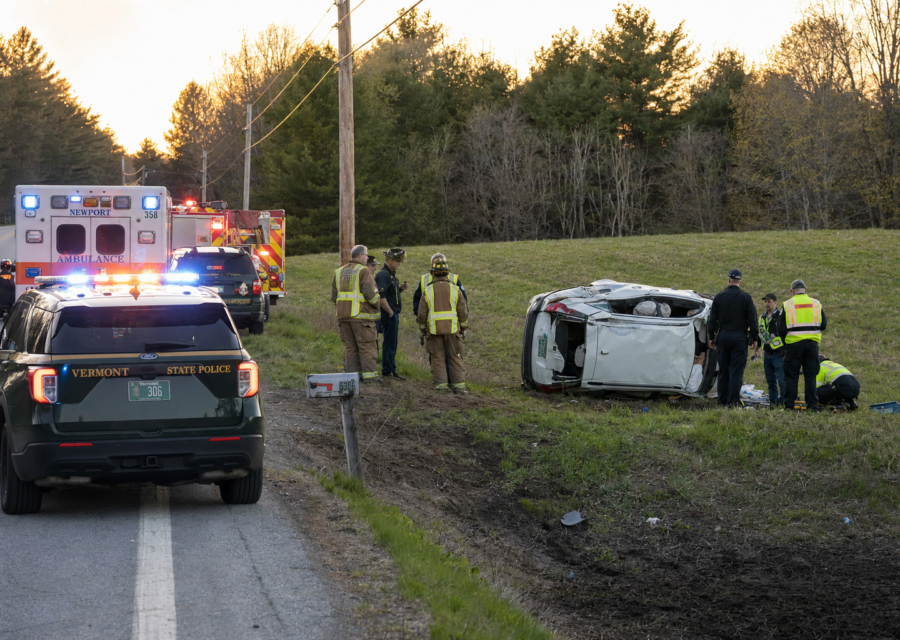 Rolled vehicle after a Derby Route 105 crash