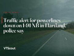 Traffic alert for powerlines down on I-91 NB in Hartland, police say — street view of I-91 in Hartland