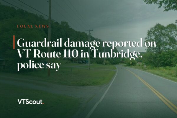 Guardrail damage reported on VT Route 110 in Tunbridge, police say — street view of VT-110 in Tunbridge