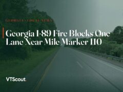 Georgia I-89 Fire Blocks One Lane Near Mile Marker 110 — street view of I-89 in Georgia