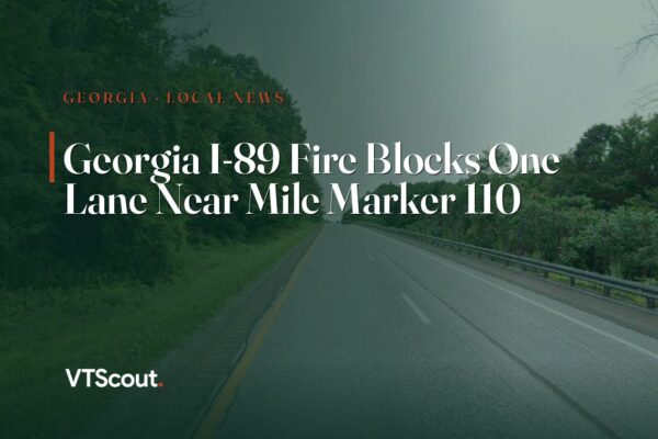 Georgia I-89 Fire Blocks One Lane Near Mile Marker 110 — street view of I-89 in Georgia