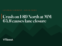 Crash on I-89 North at MM 64.8 causes lane closure