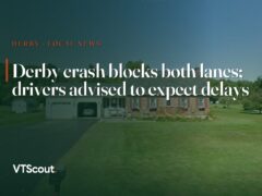 Derby crash blocks both lanes; drivers advised to expect delays — street view of Derby